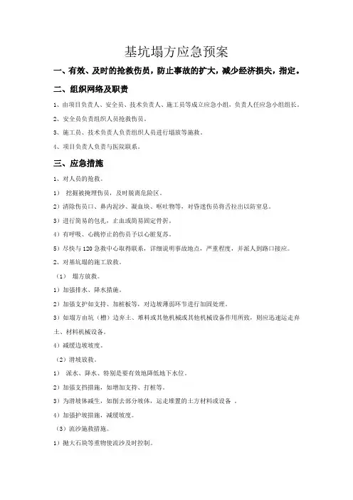 基坑塌方应急预案
