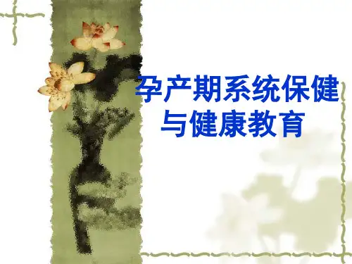 孕产期系统保健与健康教育PPT课件