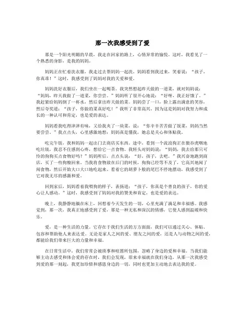 那一次我感受到了爱
