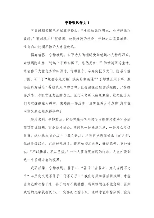 淡泊之静方可致远作文