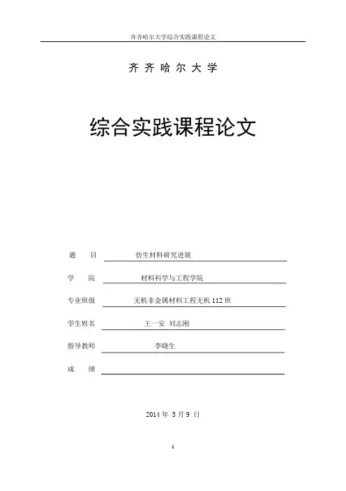 仿生材料研究与进展    王一安   刘志刚