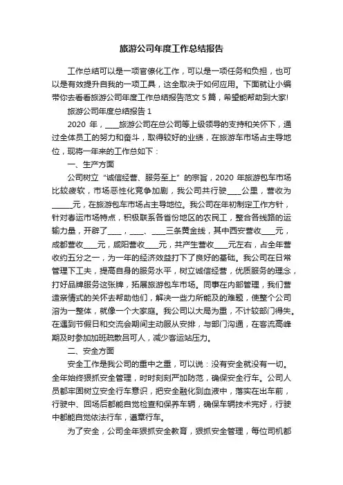 旅游公司年度工作总结报告