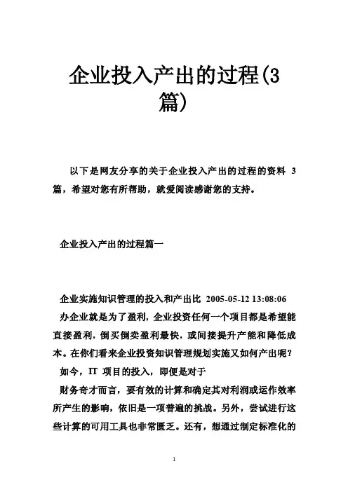企业投入产出的过程（3篇）