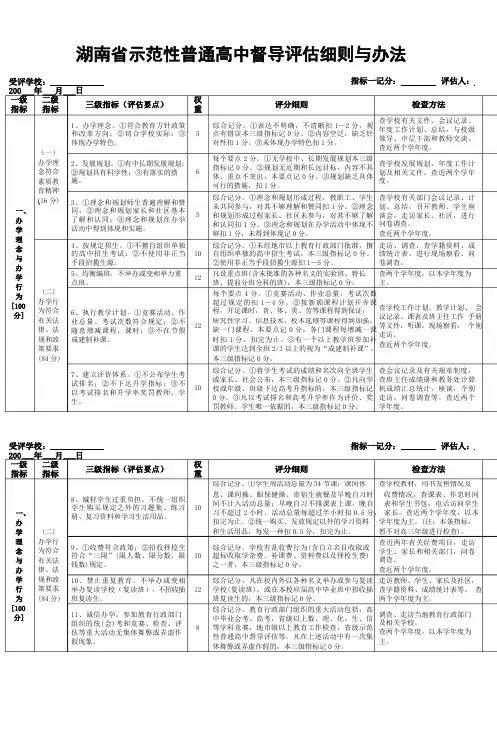 湖南省示范性普通高中督导评估细则与办法