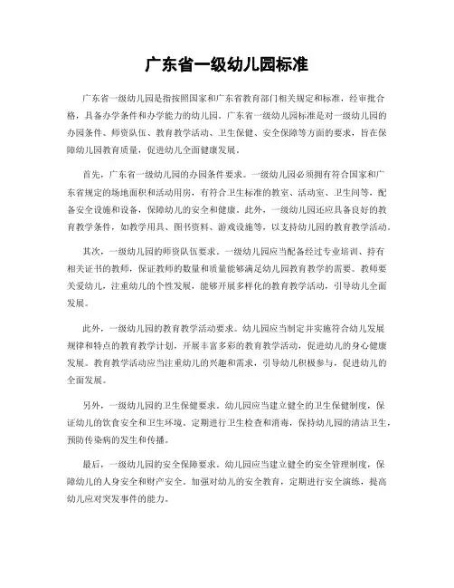 广东省一级幼儿园标准