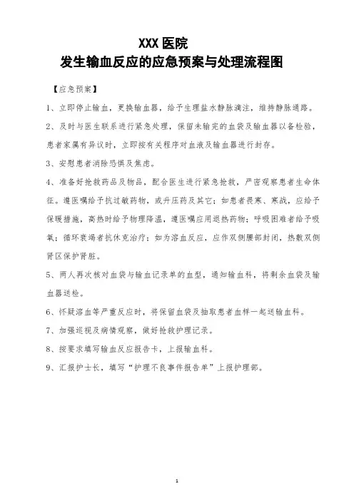 输血反应应急预案及处理流程