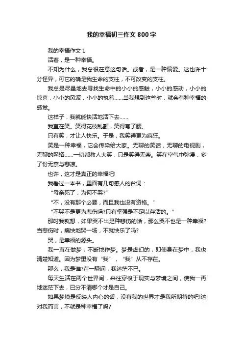 我的幸福初三作文800字