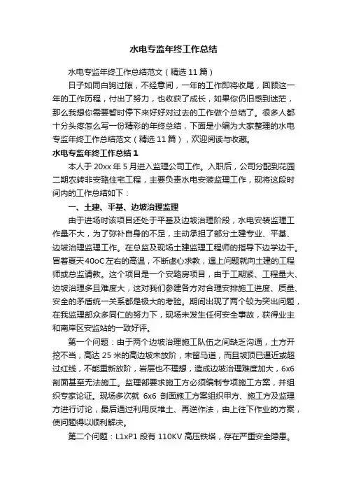 水电专监年终工作总结范文（精选11篇）