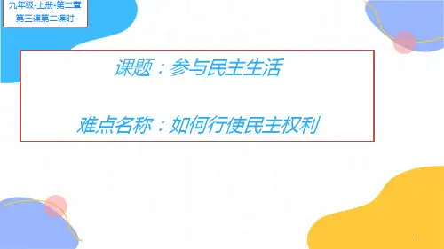 道德与法治人教版九年级(上册)3.2参与民主生活课件(2024版新教材)