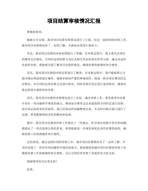 项目结算审核情况汇报