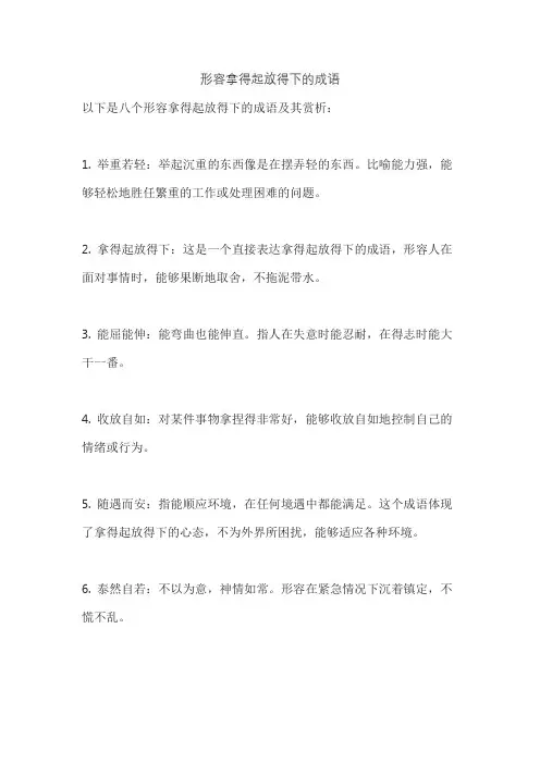 形容拿得起放得下的成语