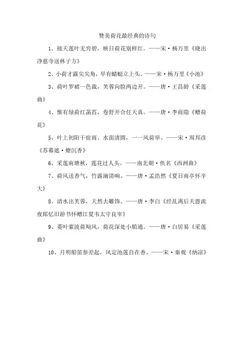 赞美荷花最经典的诗句