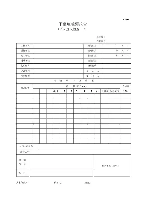 平整度检测报告(3m直尺法)