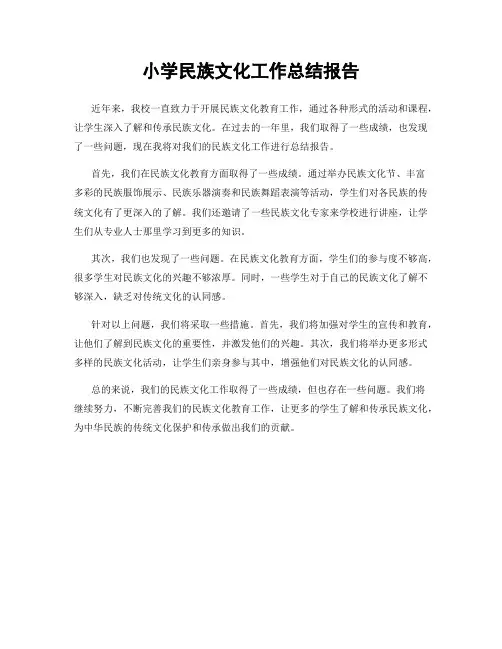 小学民族文化工作总结报告