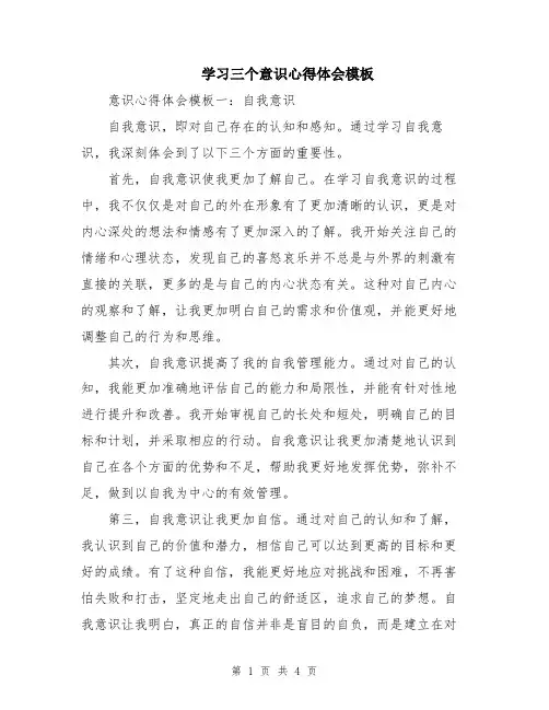 学习三个意识心得体会模板