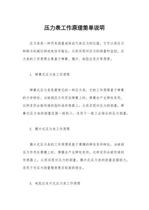 压力表工作原理简单说明
