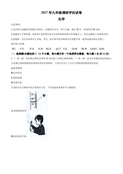 2017年河南省平顶山市宝丰县中考一模化学考试试题