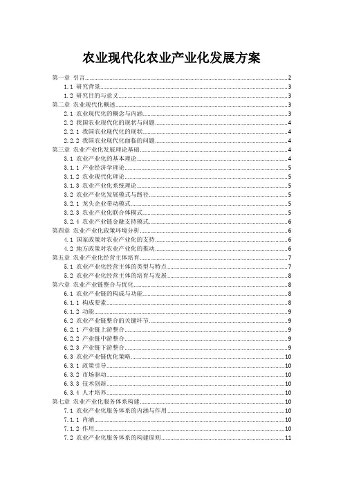 农业现代化农业产业化发展方案