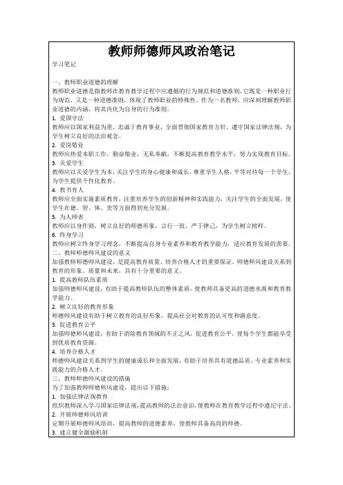教师师德师风政治笔记