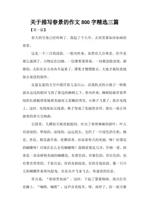 关于描写春景的作文800字精选三篇