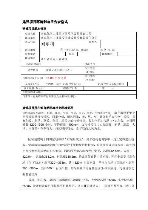 报告表格式
