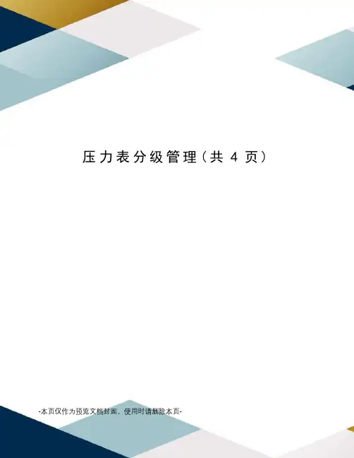 压力表分级管理