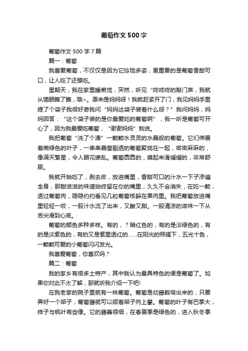葡萄作文500字7篇
