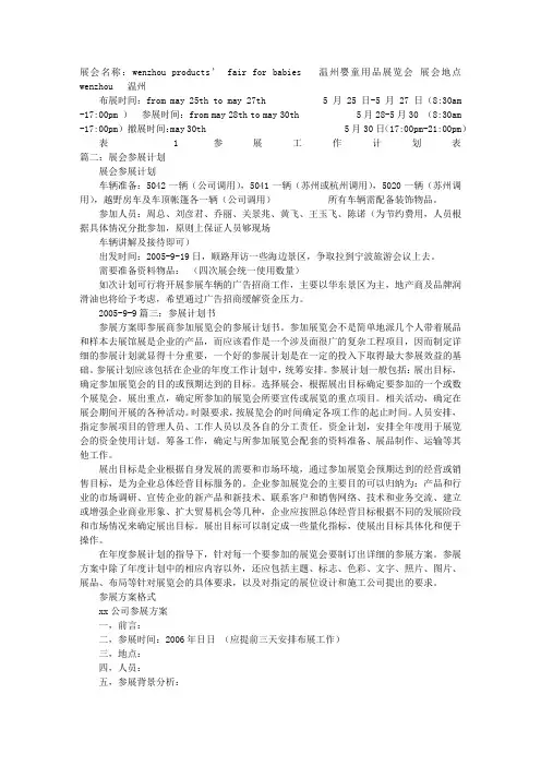 参展计划表