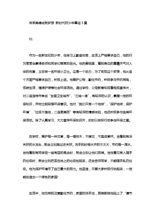 传承美德成就梦想 新时代好少年事迹3篇汇总