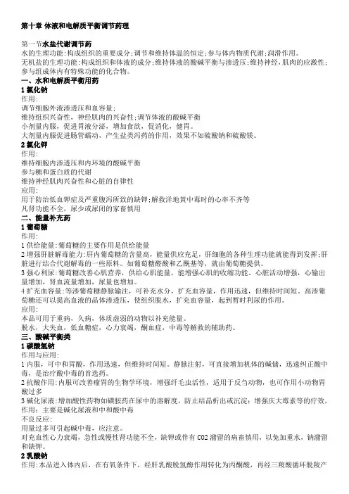 第10章 体液和电解质平衡药理