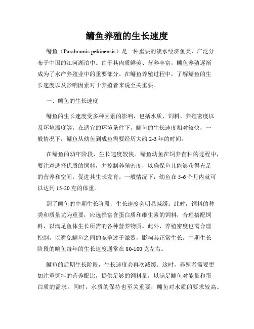 鳙鱼养殖的生长速度