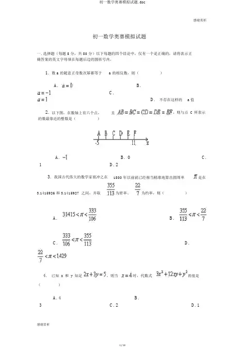 初一数学奥赛模拟试题.doc