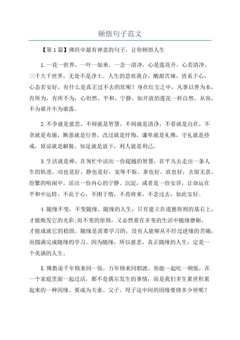 顿悟句子范文