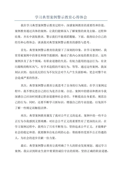 学习典型案例警示教育心得体会
