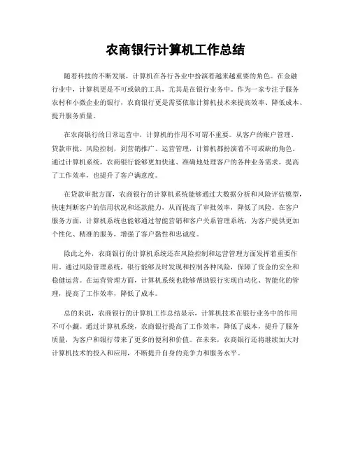 农商银行计算机工作总结
