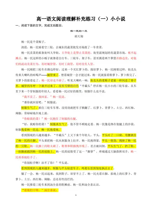 小小说阅读理解(教师)