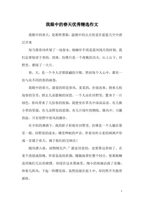 我眼中的春天优秀精选作文