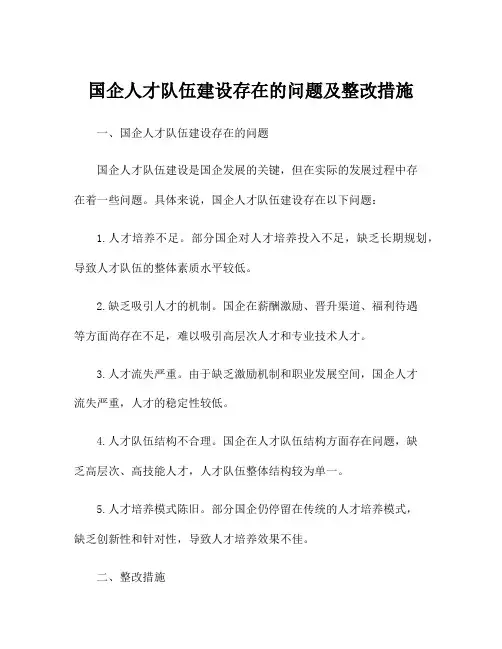 国企人才队伍建设存在的问题及整改措施