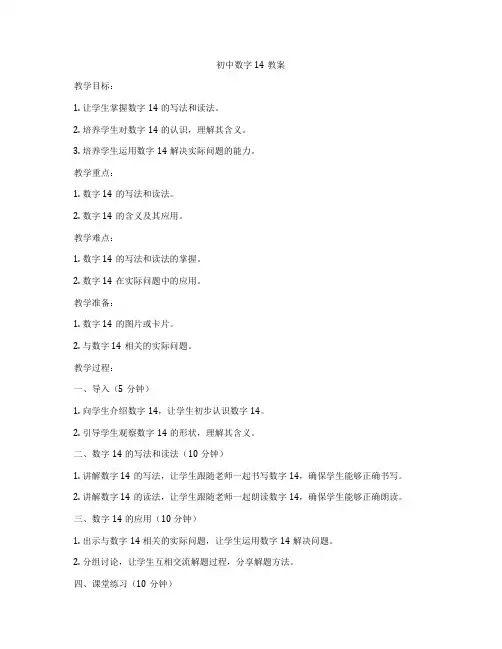 初中数字14教案