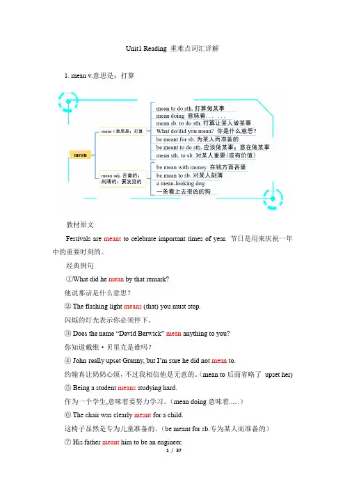人教课标版高中英语必修3Unit1_Reading_重难点词汇详解