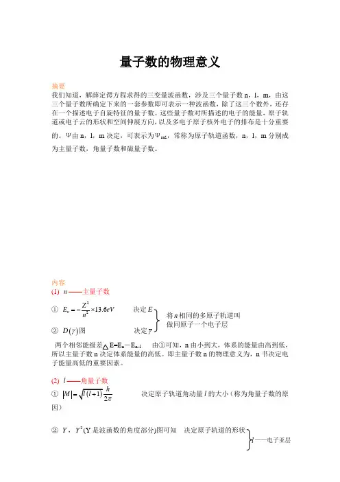 量子数的物理意义 (1)