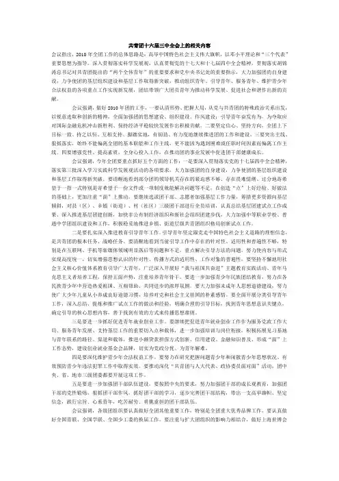 共青团十六届三中全会的相关内容