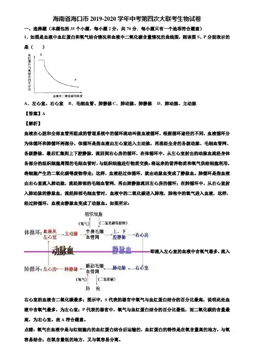 海南省海口市2019-2020学年中考第四次大联考生物试卷含解析