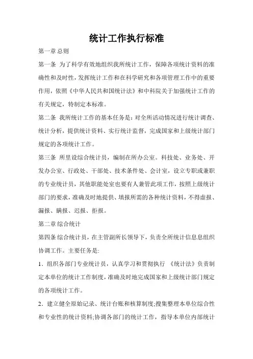 统计工作执行标准