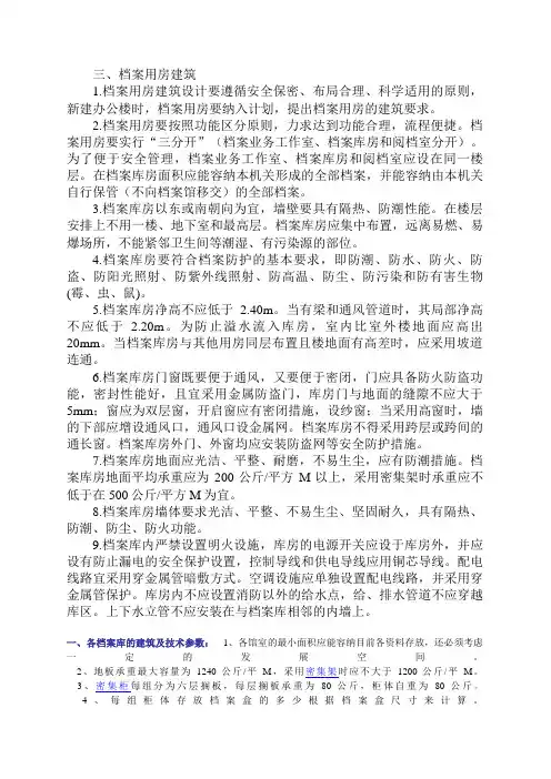 档案室建设要求参考技术规范