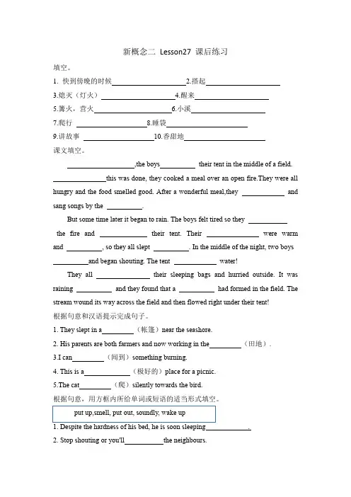 新概念二 Lesson27 课后练习