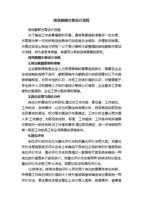 绩效薪酬方案设计流程