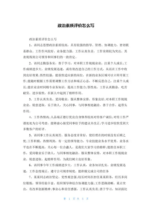 政治素质评价怎么写