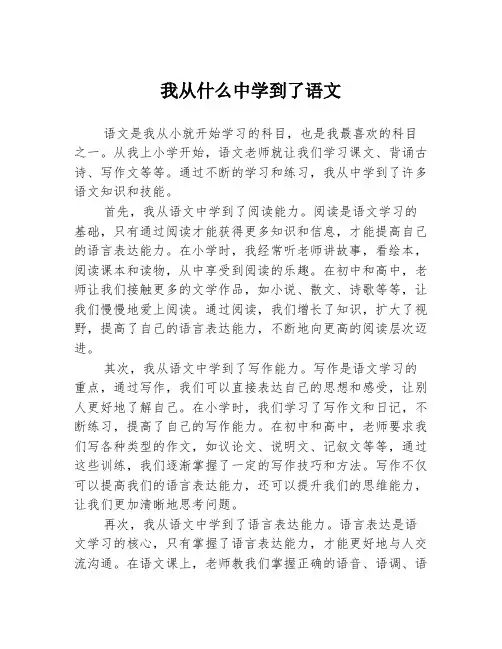 我从什么中学到了语文