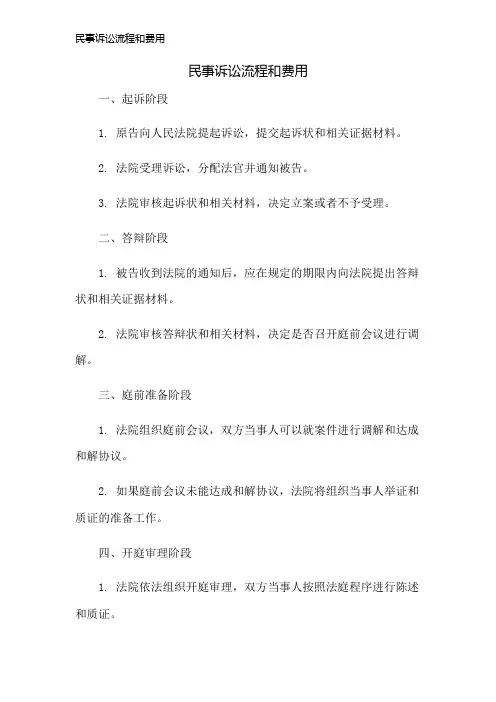 民事诉讼流程和费用